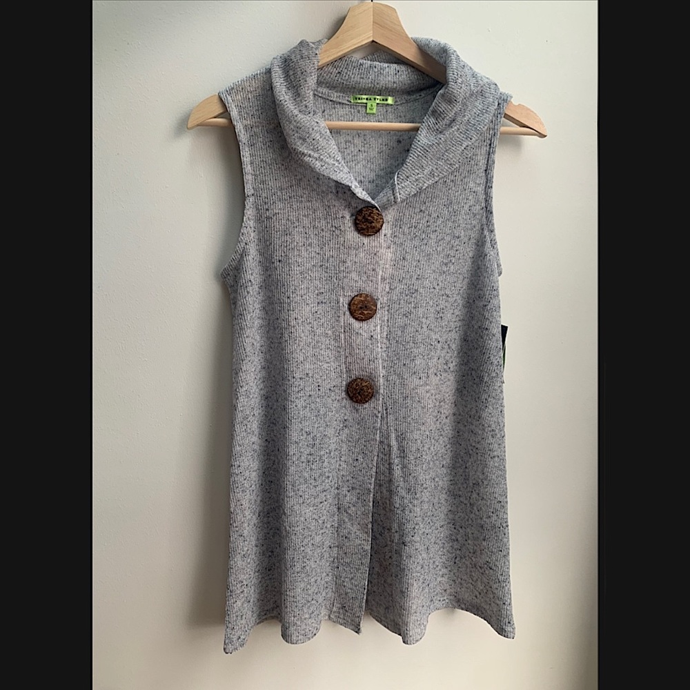 Trisha Tyler Fold-over Collar Vest - New